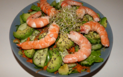 Salade Avocat Crevettes et ses Perles de Citron caviar